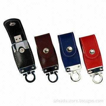 Leather USB Flash Drive, Measures 87x33x18mm